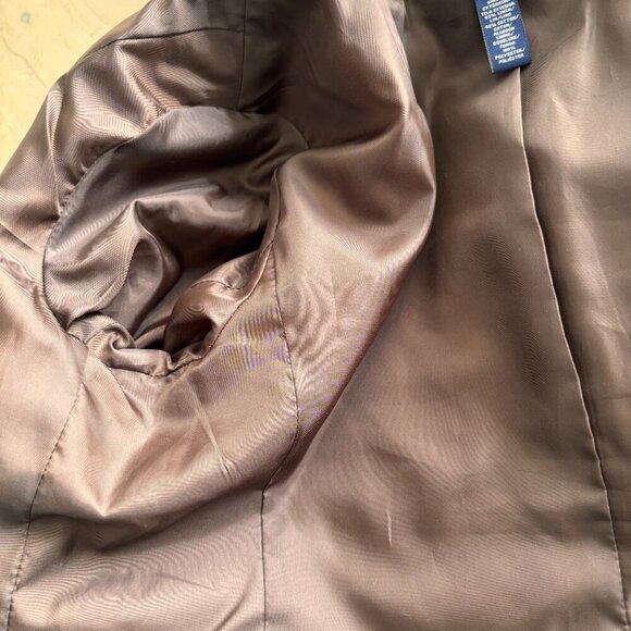 Vintage Chaps Ralph Lauren Petite Linen/Cotton Blend Houndstooth Blazer Brown - Picture 9 of 10